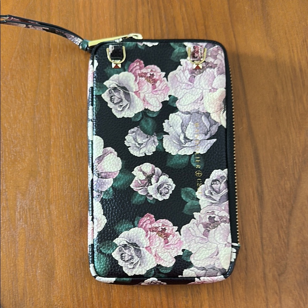 Bandolier Black and Pink Clutch Floral Wristlet